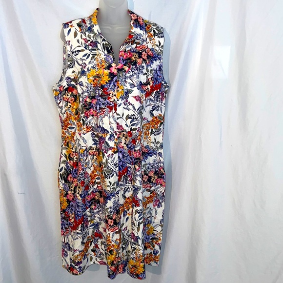 Tahari Dresses & Skirts - Tahari Women Lilac Garden Floral Sleeveless Linen Blend Dress Size 16